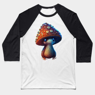 magical toadstool mushroom character sleepy face Baseball T-Shirt